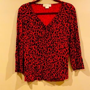 Michael Kors red leopard cinched top
